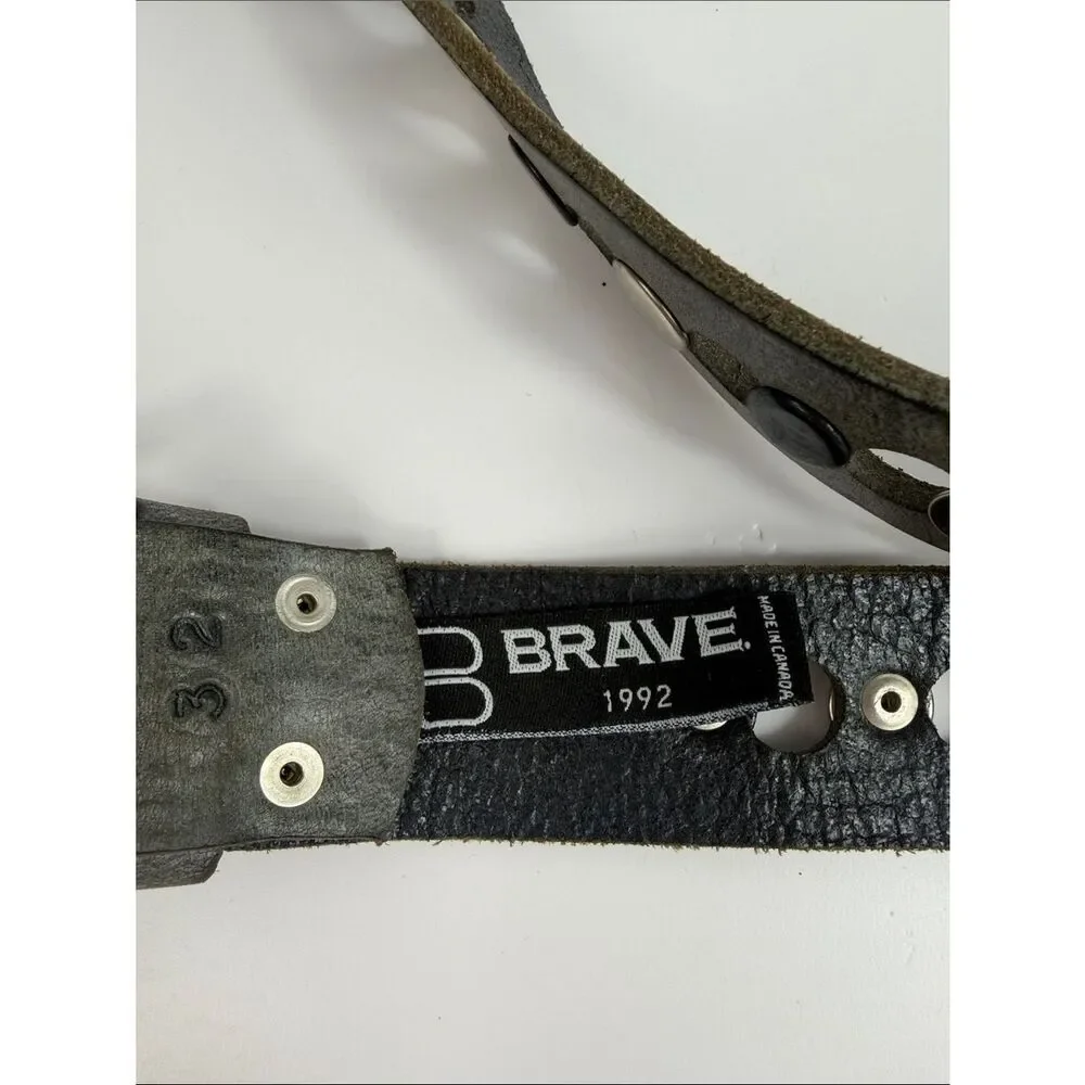 Brave Leather 1992 Gray Studded Cutout Belt Size 32 Made in Canada